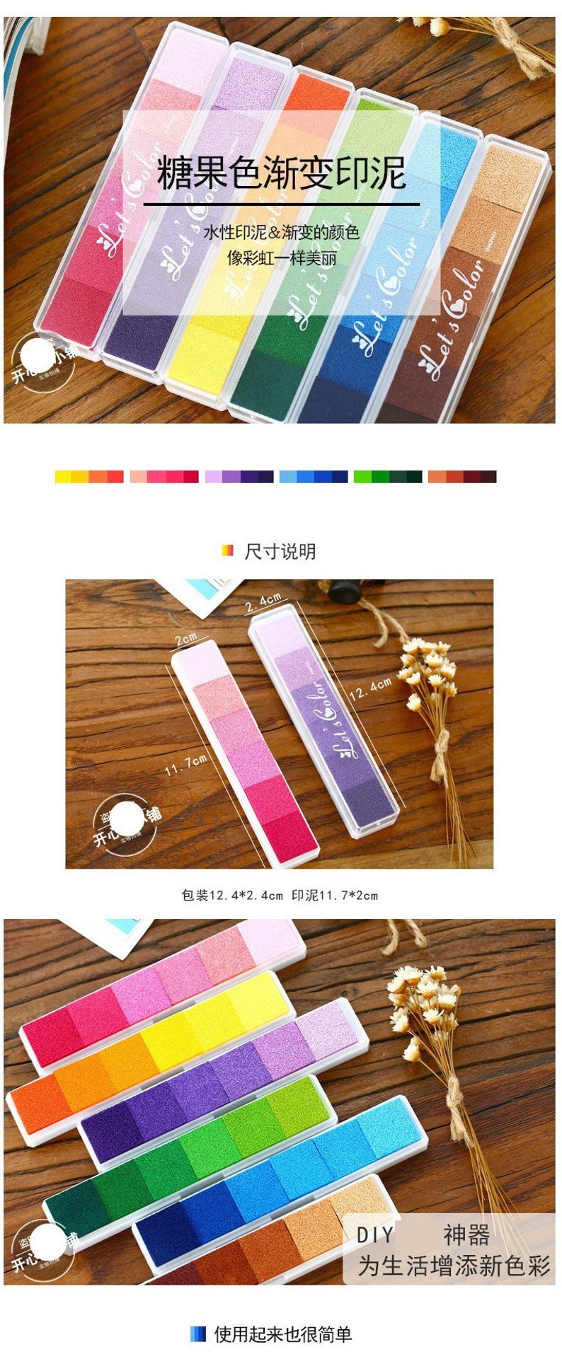 Long Gradient Color Ink Pads 6 Types Pigment Ink Pad Etsy