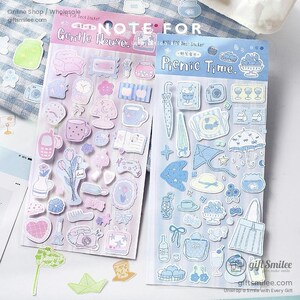 Juego de 4 pegatinas decorativas de estética pastel para scrapbooking, diario y manualidades. Pegatinas, manualidades, papel. C418-24. KS-SA-3919.