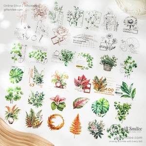 6 Types | Botanical Greenery Stickers | leaf stickers, greenery stickers, leaves stickers, green, fern stickers, leaf | C418-46 | KS-SA-4099