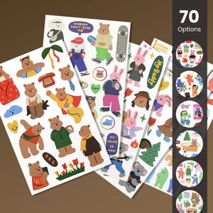 70 soorten | Leuke tekenfilm | Stickers, materiaal voor laagjes, modern briefpapier, benodigdheden voor reisboeken, geschenkdoos, cadeau voor haar | C418-5 | KS-SA-3779
