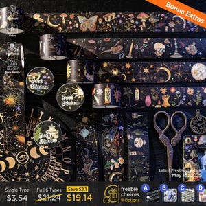 6 Arten | Guten Tag Schattenreich | Washi Tape, Planerzubehör, Schreibwaren-Set, Planerdekoration, Aufkleber für Weihnachten | C418-6 | KS-RT-1542