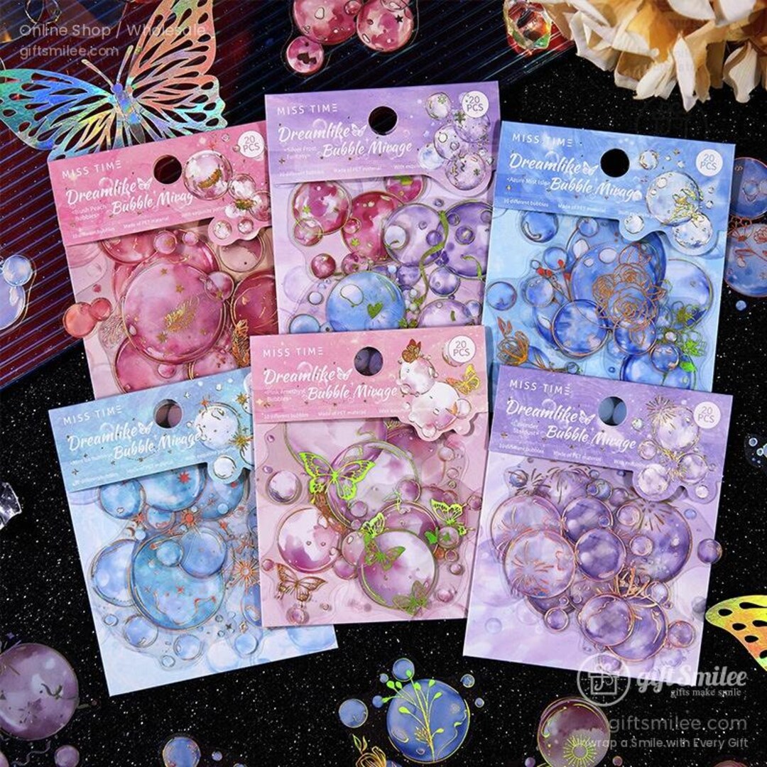 6 Types | Dreamlike Bubble Mirage Holographic Stickers | Gift, Clear ...