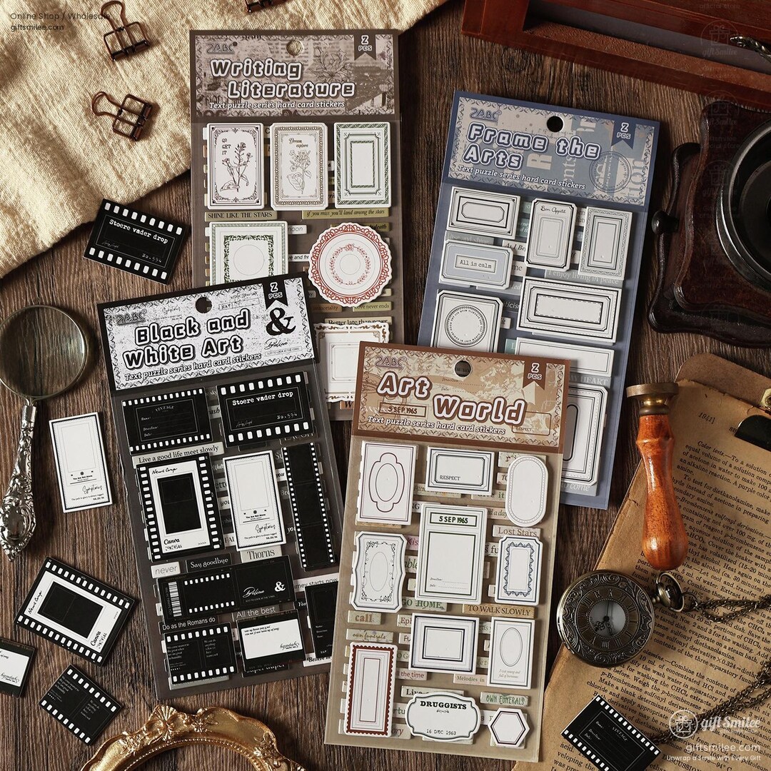 4 Types | Retro Text Puzzle | Stickers, Glue Adhesive, Travel Book ...