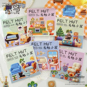 6 Arten | Etori Life Filzhütte Miniature Home-Themed | Sticker Packs, Bullet Journals Set, Scrapbook Aufkleber, Privatleben | C418-26 | KS-SA-3933