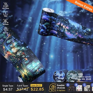 6 Types | Good Day Night Forest | Roll Tapes, tea cup decoration, phone cloth sticker, new year christmas, craft gift | C418-25 | KS-RT-1603