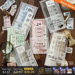 6 tipos de etiquetas de tarjetas favoritas, pegatinas, juego de bujos, póster vintage, decoración para regalos, papelería para manualidades, delicadeza / C418-7 / KS-SA-3788
