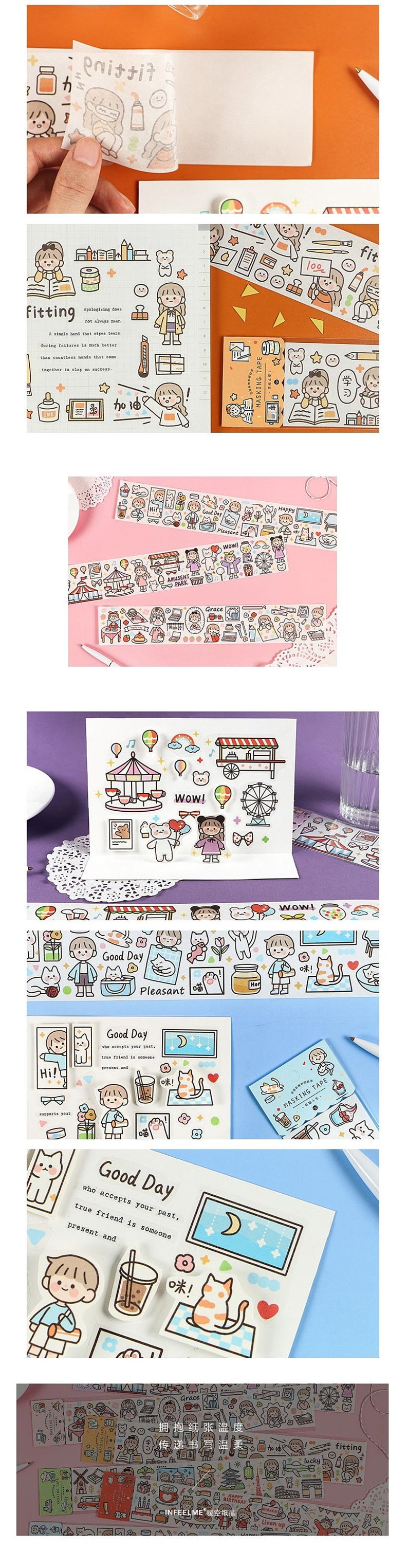 gift wrap Scrapbooking Embellishment Infeelme Live Interesting Series roll tapes masking tape KS-RT-322 Papercraft Supplies 6 Types