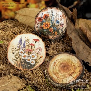 6 Types | Vintage Wood Grain Floral Scrapbook Stickers - Nature-Themed Decals (20Pcs) | Stickers, ins style, notebook | C418-23 | KS-SA-3912
