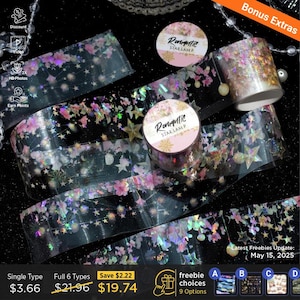 6 tipos / Luces de estrellas románticas / Cintas en rollo, papelería bonita, álbum de recortes, diario basura, diario para niños, estilo sal / C418-6 / KS-RT-1543