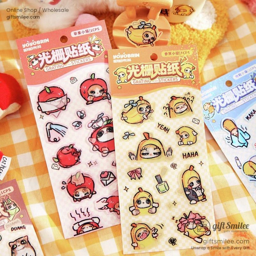 4 Types | Kawaii Cartoon Grating Fun Character | Stickers, Paper ...