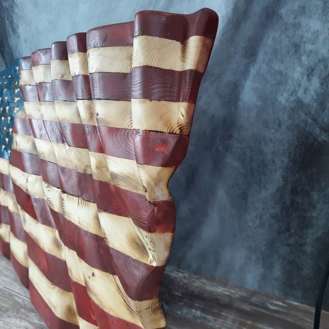HKTC Customs American Walnut 1911 Grips – Flying Flag Laser Carved – Full Size Commander