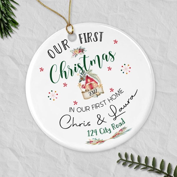 Personalised First Christmas In Our First Decoration, Ceramic Bauble Xmas Tree Decoration, Couple Christmas Keepsafe CDC007