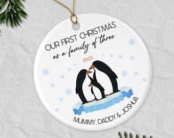 First Christmas Family Christmas Ornament, Custom Christmas Tree Decoration, Personalised Tree Decoration For Christmas CDC009