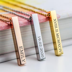 Personalised Name Necklace for Her, Minimalist Necklace with Coordinates, Custom Name, Family, Bridesmaid, Mother's Day Gift • NBF002