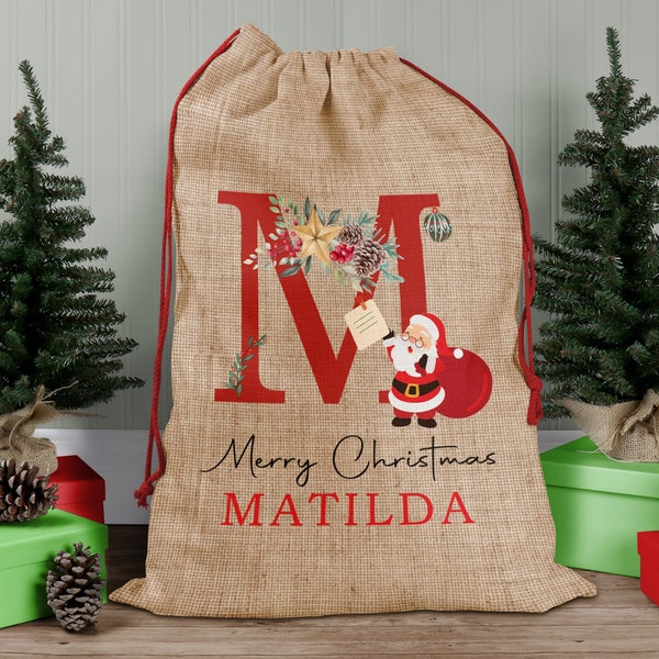 Personalised Santa Sack, Custom Name Christmas Sack, Christmas Stocking, Christmas Eve Santa Bag, Christmas Gift, Christmas Girl CB003