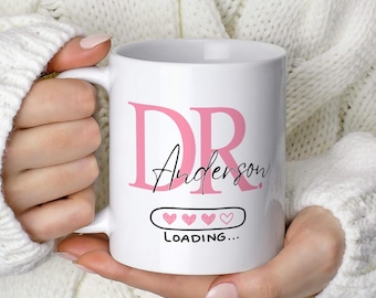 Personalised Future Doctor Mug, Custom medical Student Gift, Doctor Loading Coffee Cup PhD Graduation Present
