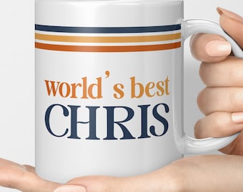 Personalised Retro Mug, Custom Name Gift For Him, Vintage 70s Coffee Cup, Unique Dad Colleague Present