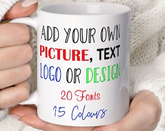 11Oz Custom Text Mug • Personalised Mug With Your Own Message • Custom Mug Gift For Him • Text Printed Mug • Mug Gift