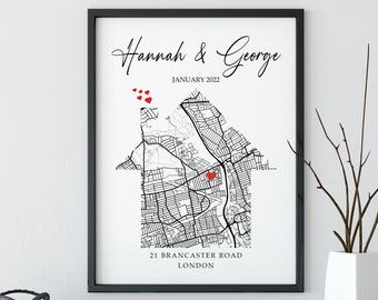 New Home Gift • New Home Map Print • Custom House Warming Gift • Valentines Gift For Boyfriend • Moving New Home Gift • Decor IWP033