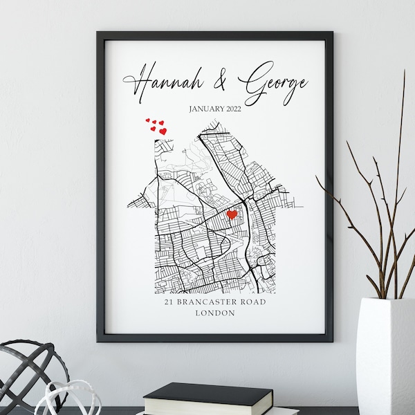 New Home Gift • New Home Map Print • Custom House Warming Gift • Valentines Gift For Boyfriend • Moving New Home Gift • Decor IWP033