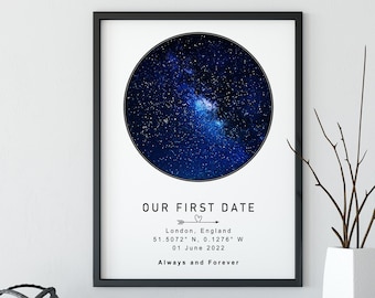 Personalised Star Map • Custom Star Map Night Sky 100% Accurate Date Time and Location Anniversary Wall Print • Anniversary Gift • IWP010