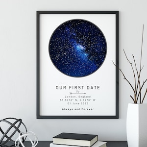 Personalised Star Map • Custom Star Map Night Sky 100% Accurate Date Time and Location Anniversary Wall Print • Anniversary Gift • IWP010