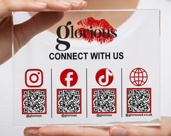 Custom Acrylic QR Code Sign, Social Media Sign, Business Payment and Logo Sign