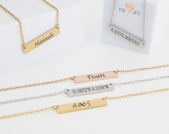 Custom Name Necklace, Personalized Bar Name Necklace, Birthday Gift For Her, Mother's Day Gift, Gift for Christmas NGF004