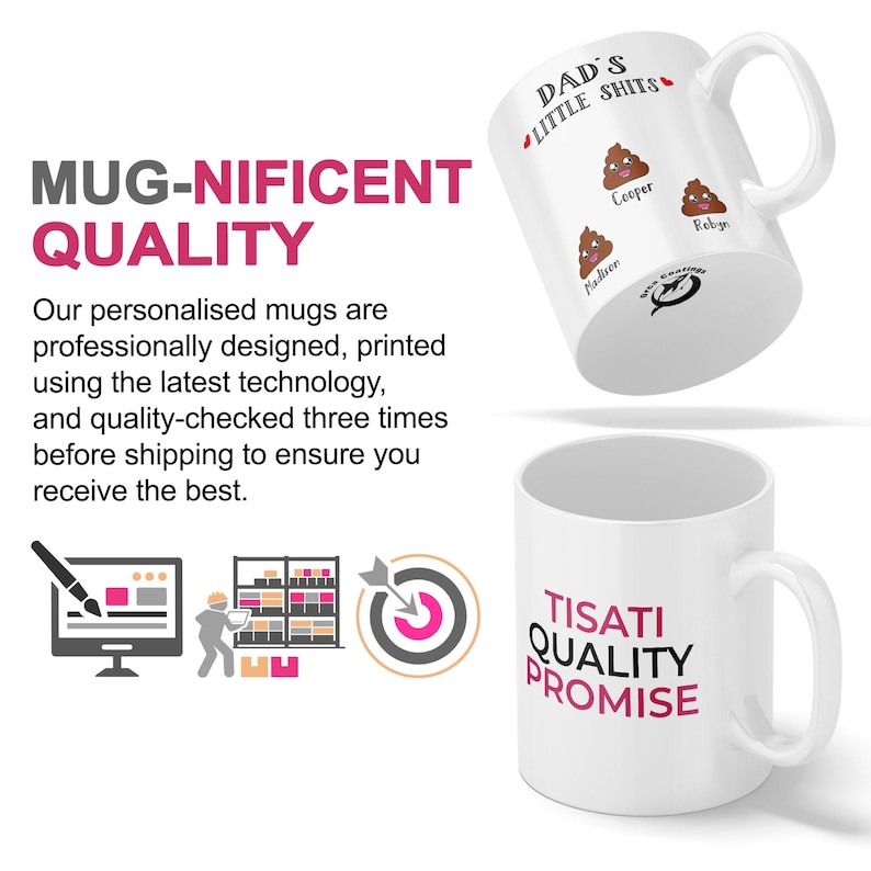 Dad Gift Personalised Mugs Dad's Little Shit Dad Funny Mug Personalised Father's Day Present Gift For Dad Birthday Present Coffee Mug TIS-36 image 4