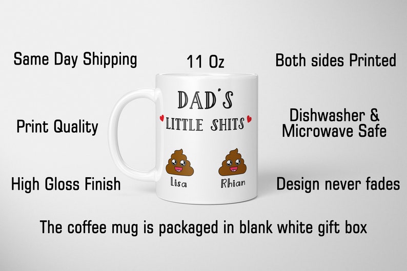 Dad Gift Personalised Mugs Dad's Little Shit Dad Funny Mug Personalised Father's Day Present Gift For Dad Birthday Present Coffee Mug TIS-36 image 11