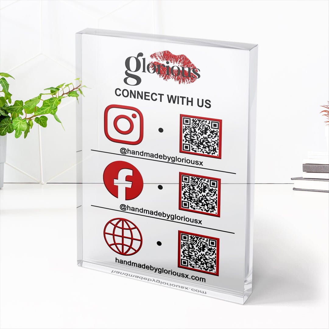 Multi QR Code Business Social Media Sign, Custom Logo Sign & Payment ...