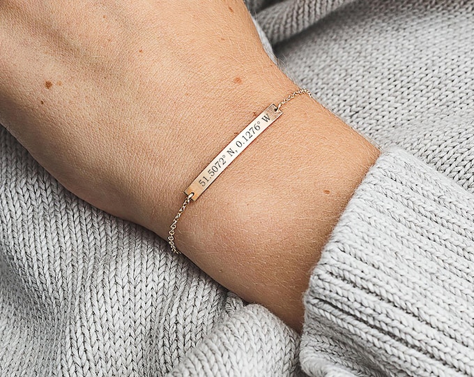 Name Bracelet Silver Gold or Rose Gold Plated Date Etsy