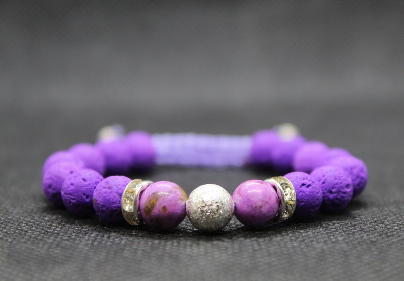 Bracelet for Women Gift for Her Purple Lava Stone /& Crazy Agate Bracelet Stability and Supportive Bracelet