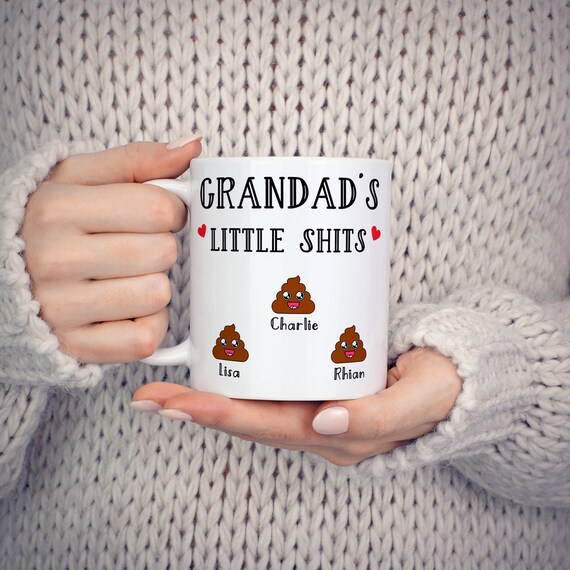 Grandad Gift Personalised Mugs Grandad's Little Shit Grandad Funny Mug Personalised  Gift For Grandad Birthday Present Coffee Mug TIS-37