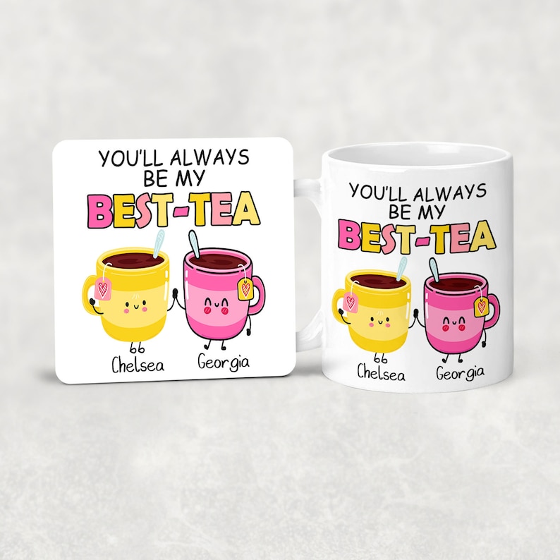 ceramic-coffe-mug-and-coaster-designed-with-teacups-and-names-with-your-friends-in-pink-and-yellow