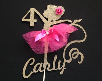 Ballerina Cake Topper, ANY AGE NAME Color, Ballerina Party, Ballet Themed Party, Personalized Ballet Girl Birthday Party, Girl Baby Shower