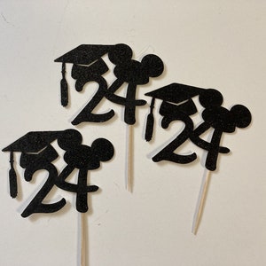 Disney Mouse Ears Graduation Cupcake Toppers, Set of 12, Graduation Cupcake topper, class of Any Year party decorations