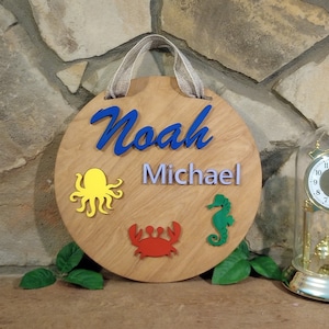 Nursery Name Sign, Ocean Theme, Personalized Child&#39;s Name Plaque