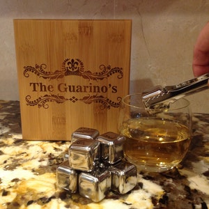 Personalized Whiskey Stone Set - Whiskey Lover Gift, Stainless Steel Whiskey Stones, Groomsmen Gift Idea, Gifts for Dad, Gifts for Him