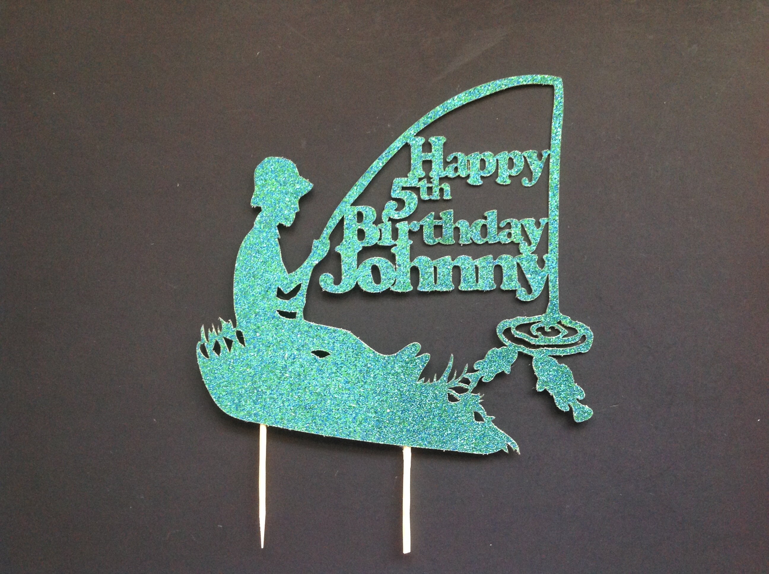 Boy Fishing Birthday Cake Topper, Fishing Theme Party, Cake Topper