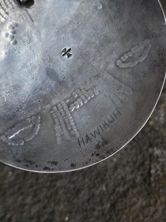 Large Native American Silver Overlay Pendant with… - image 7