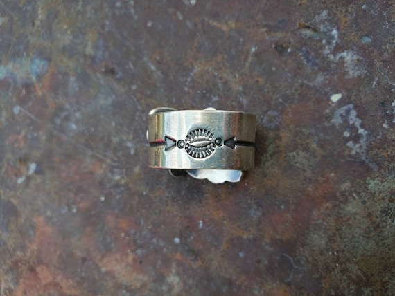 Native American Andy Cadman Chief Head Silver Ring - Gem