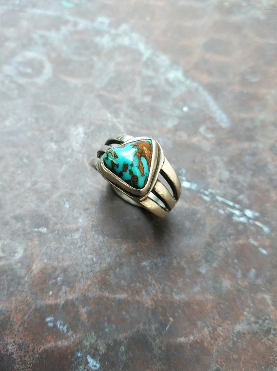 Early Native American Navajo Turquoise Ring - image 3