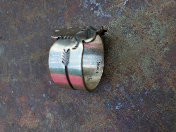 Native American Andy Cadman Chief Head Silver Ring - Gem