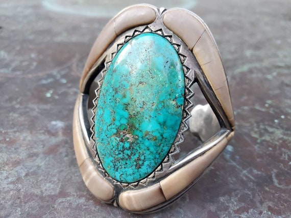 Large Native American Anglo Turquoise Bracelet Cuff
