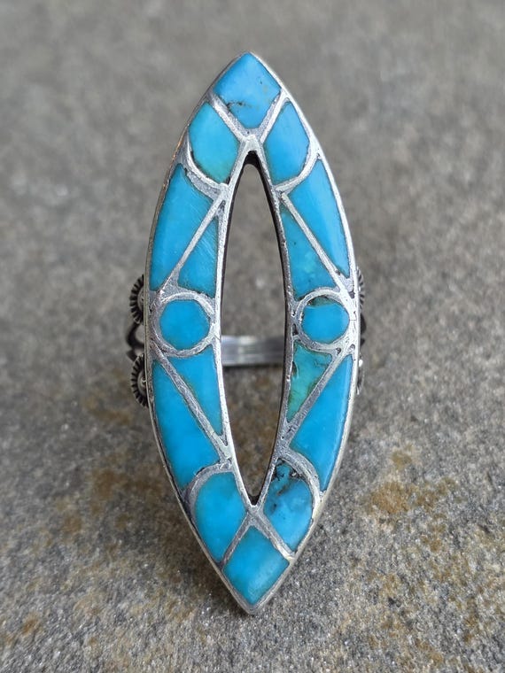 Native American Zuni Inlayed Turquoise Ring