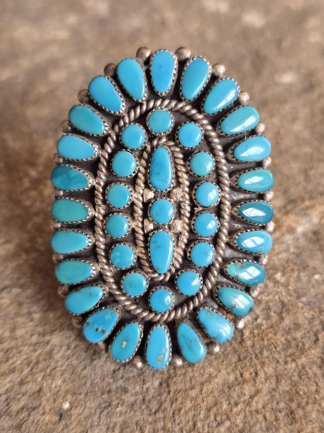 Native American Zuni Fannie Weebothee Ondelacy Turquoise Cluster
