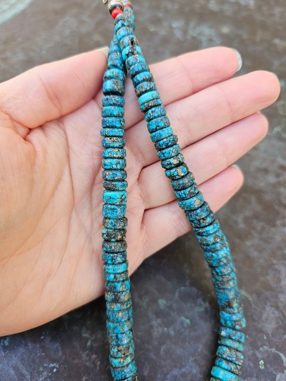 Vintage Native American Morenci Turquoise Beaded … - image 6