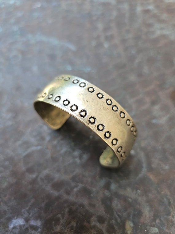 Native American Navajo Ingot Silver Stamped Bracelet Cuff