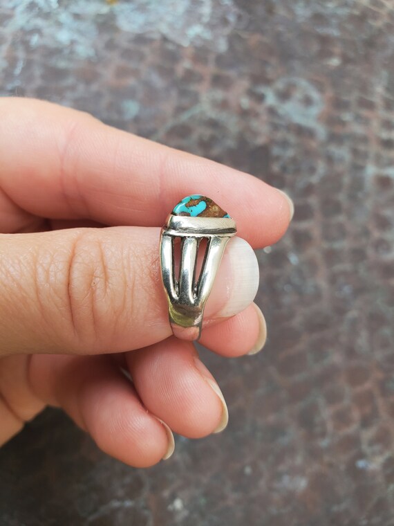 Early Native American Navajo Turquoise Ring - image 4